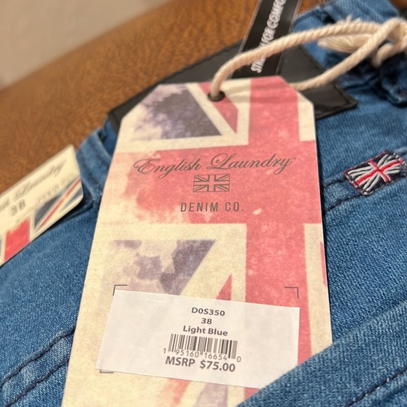 Brand New Rare Classic English Laundry Stone Washed Distressed Blue Jeans Shorts - Picture 3 of 8